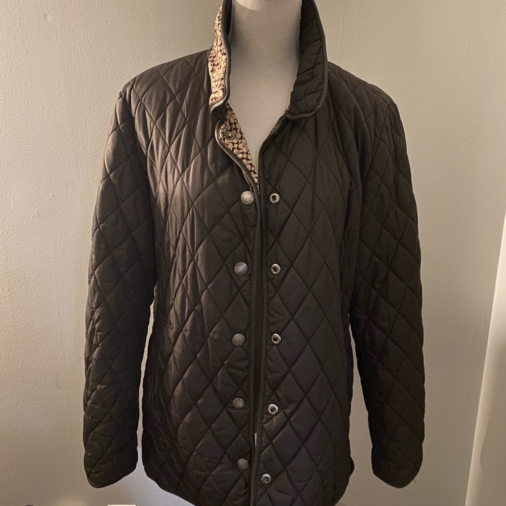 Coach Quilted Puffer Jacket in Olive Green